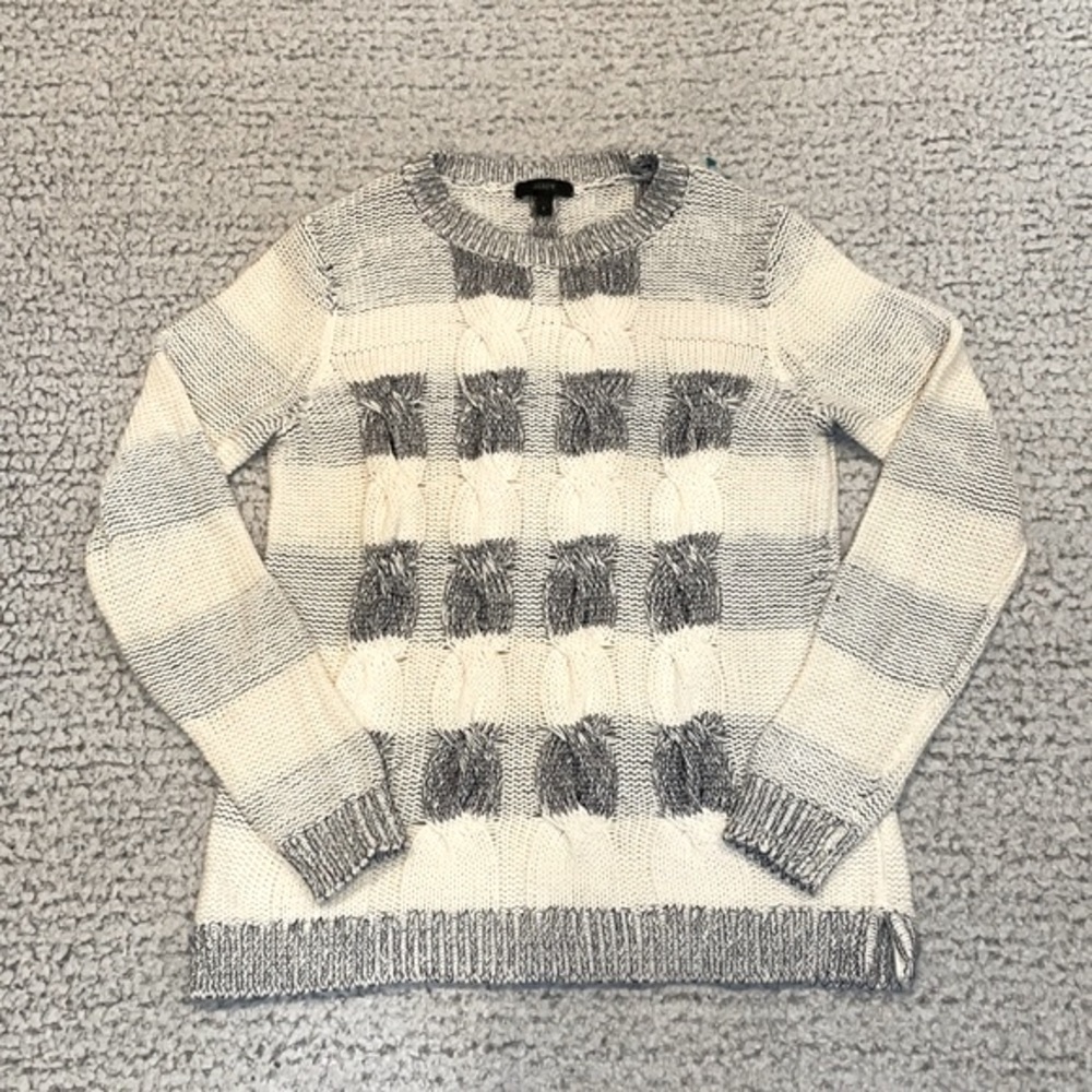 J Crew Windowpane Pattern Marled Knit Sweater, Size S